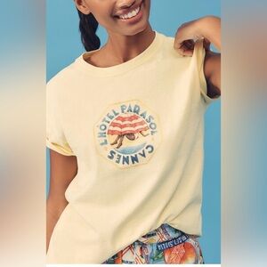Damson Madder Yellow Parasol Tee, Anthropologie, Size 14, NWT
